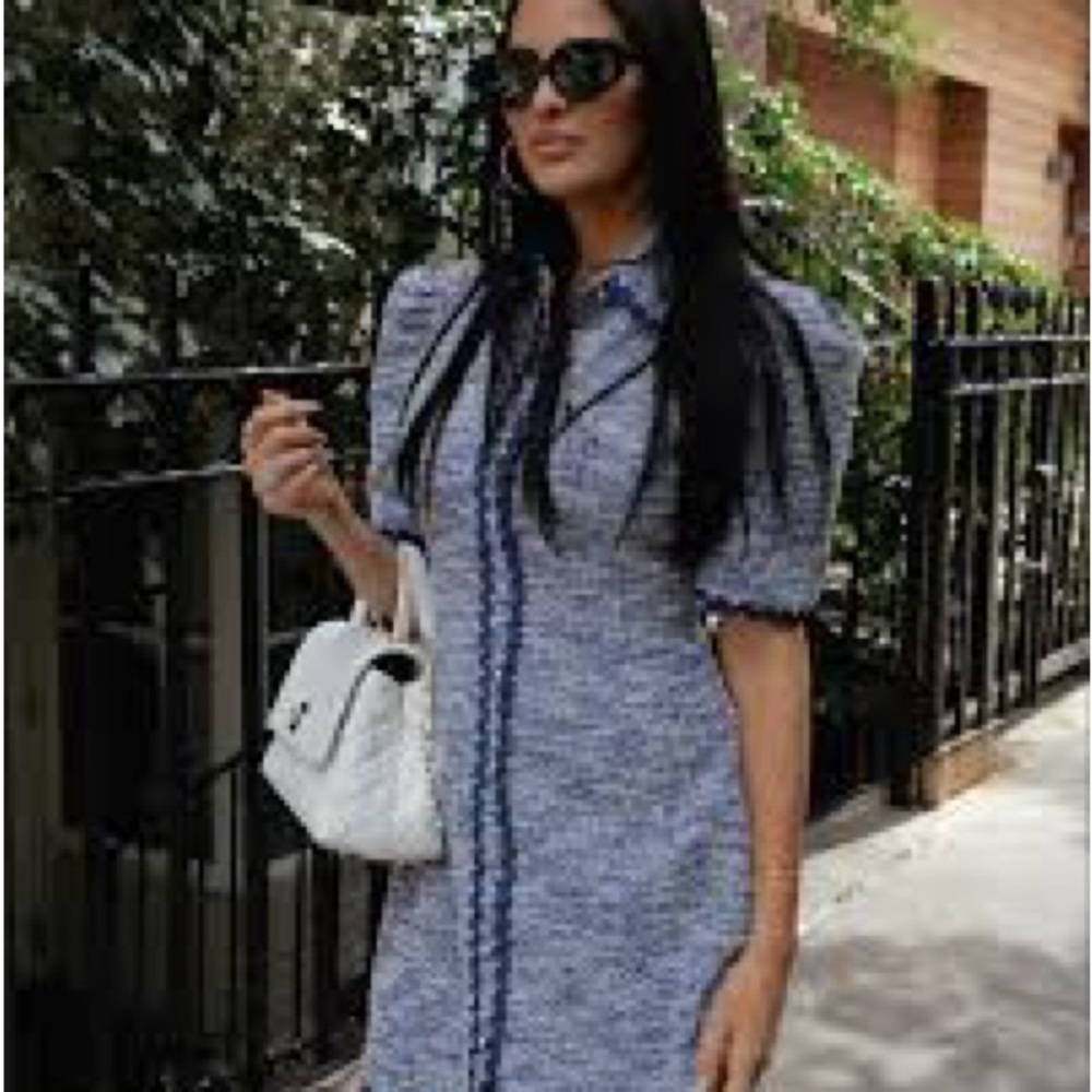 Rachel Parcell Blue Tweed Midi Dress